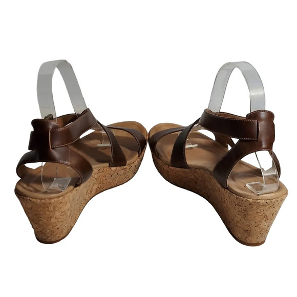 Tsubo Olivette BrownTan Leather Strappy Cork Wedge Platforms - Picture 5 of 14